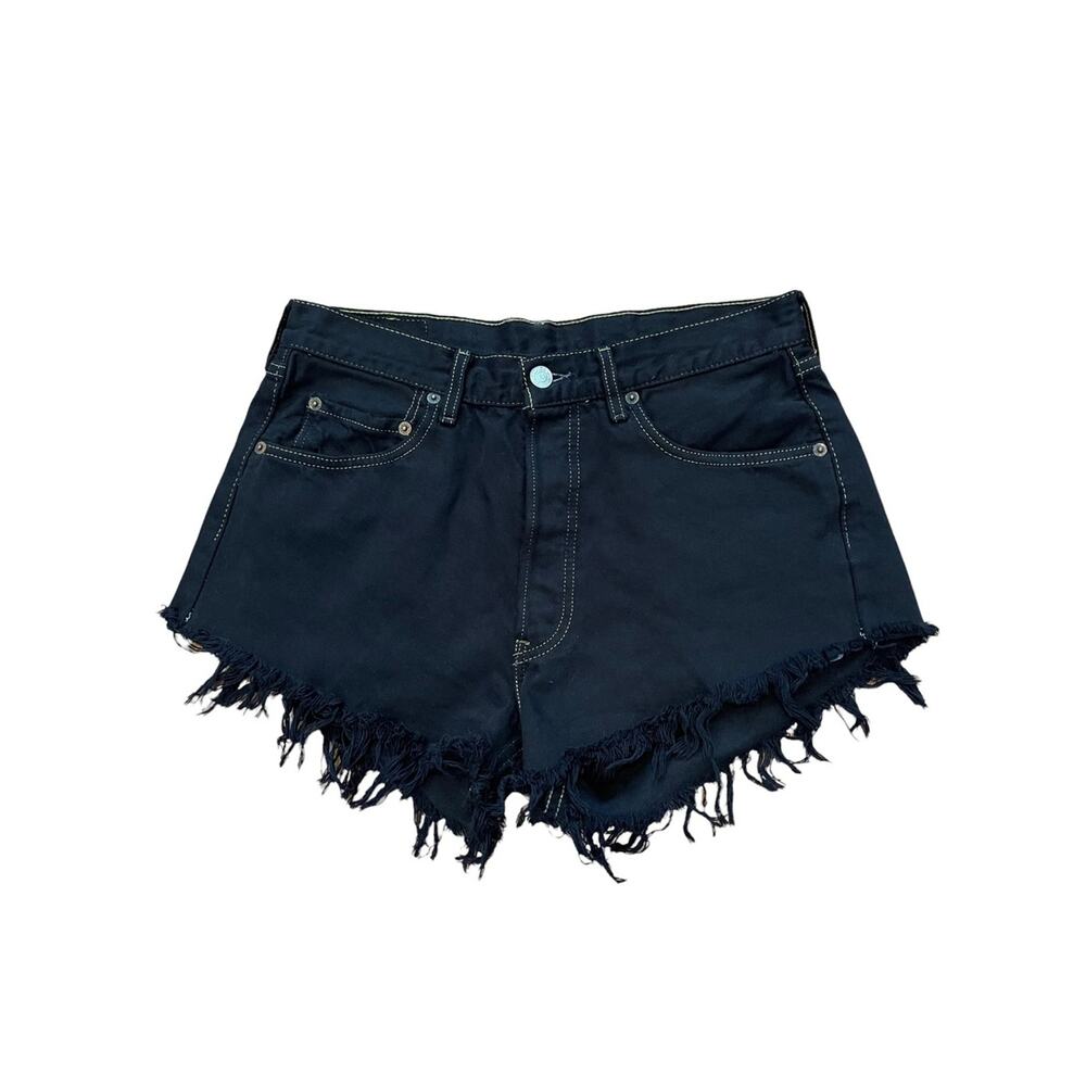 Levi's UO Urban Renewal Black High Waisted Denim Shorts